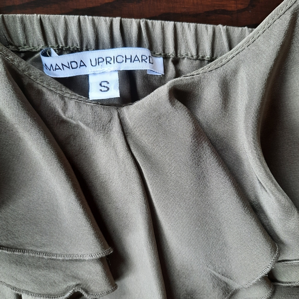 Elegant Olive Green Ruffle Top - Picture 2 of 5